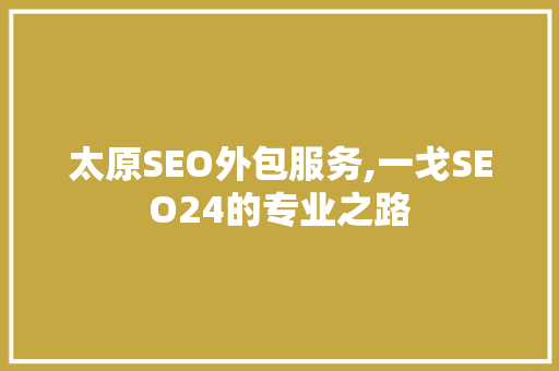 太原SEO外包服务,一戈SEO24的专业之路