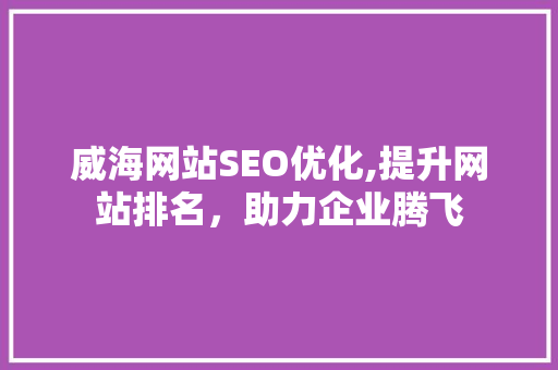 威海网站SEO优化,提升网站排名，助力企业腾飞