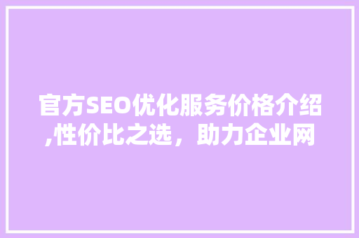 官方SEO优化服务价格介绍,性价比之选，助力企业网站提升排名
