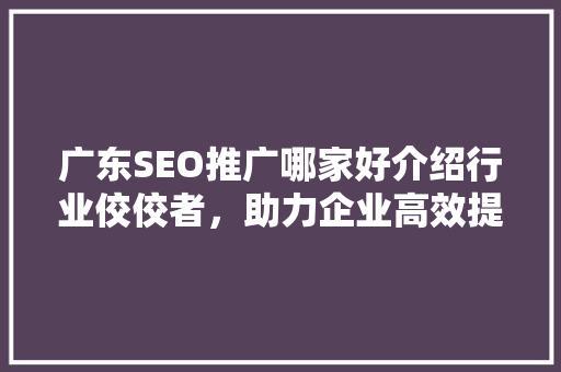 广东SEO推广哪家好介绍行业佼佼者，助力企业高效提升网络曝光率