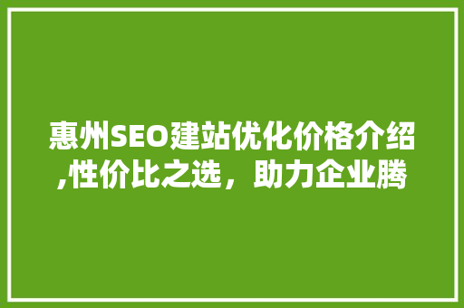 惠州SEO建站优化价格介绍,性价比之选，助力企业腾飞