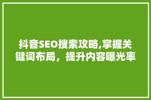 抖音SEO搜索攻略,掌握关键词布局，提升内容曝光率