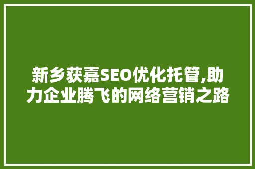 新乡获嘉SEO优化托管,助力企业腾飞的网络营销之路