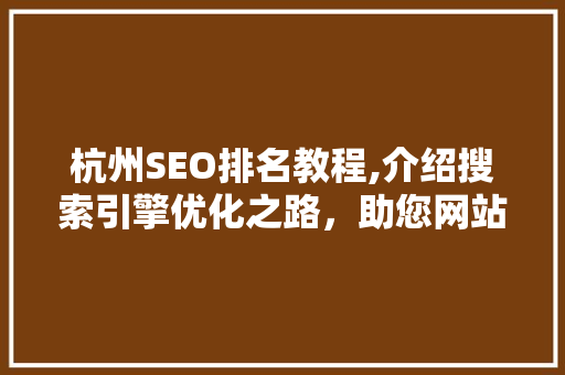 杭州SEO排名教程,介绍搜索引擎优化之路，助您网站跃升搜索引擎前列