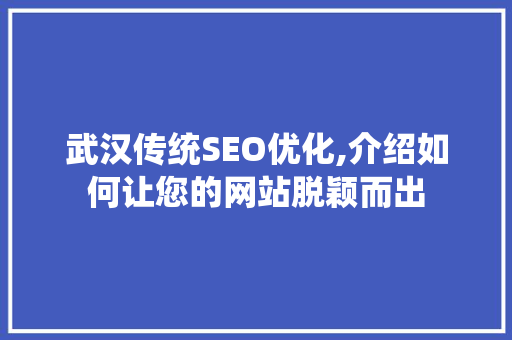 武汉传统SEO优化,介绍如何让您的网站脱颖而出