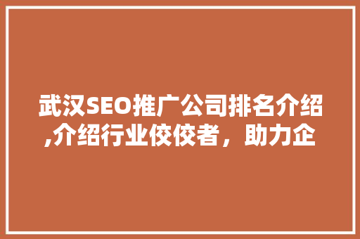 武汉SEO推广公司排名介绍,介绍行业佼佼者，助力企业腾飞