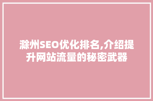 滁州SEO优化排名,介绍提升网站流量的秘密武器