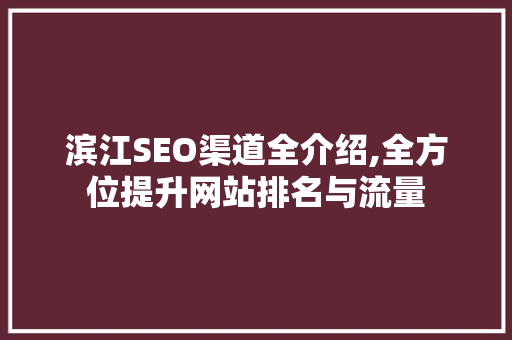 滨江SEO渠道全介绍,全方位提升网站排名与流量