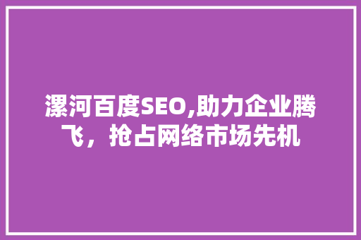 漯河百度SEO,助力企业腾飞，抢占网络市场先机