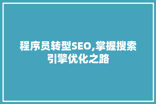 程序员转型SEO,掌握搜索引擎优化之路