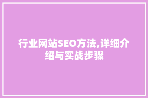 行业网站SEO方法,详细介绍与实战步骤