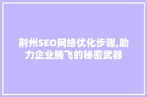 荆州SEO网络优化步骤,助力企业腾飞的秘密武器