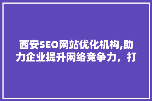 西安SEO网站优化机构,助力企业提升网络竞争力，打造高效网络营销步骤