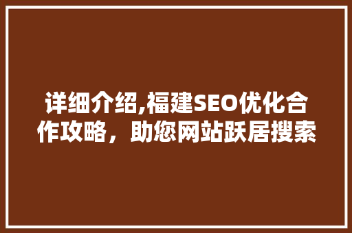 详细介绍,福建SEO优化合作攻略，助您网站跃居搜索前列