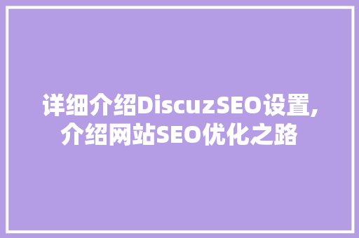 详细介绍DiscuzSEO设置,介绍网站SEO优化之路
