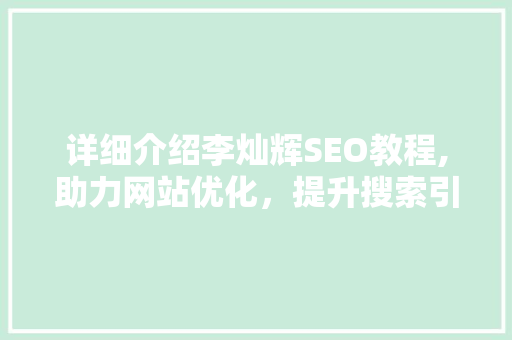 详细介绍李灿辉SEO教程,助力网站优化，提升搜索引擎排名