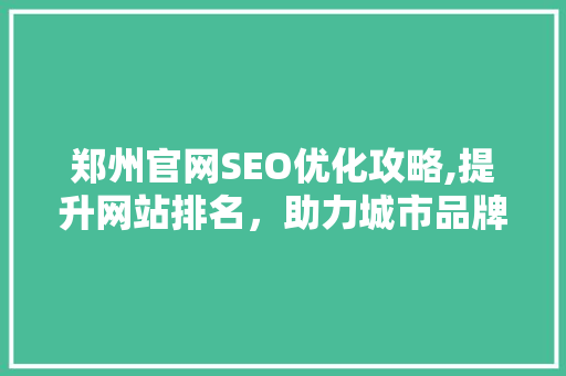 郑州官网SEO优化攻略,提升网站排名，助力城市品牌建设