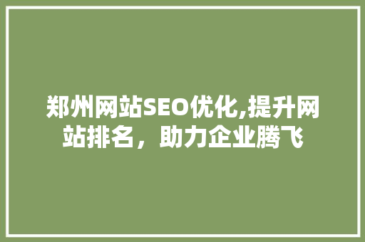 郑州网站SEO优化,提升网站排名，助力企业腾飞