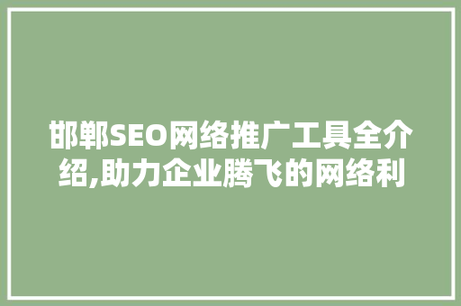 邯郸SEO网络推广工具全介绍,助力企业腾飞的网络利器