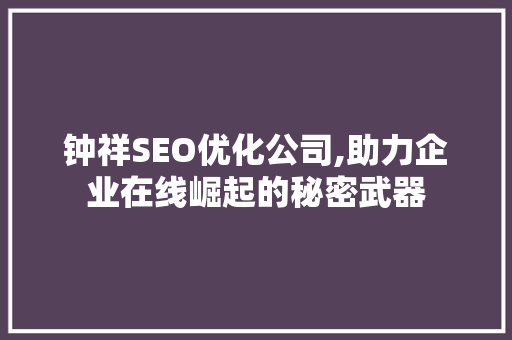 钟祥SEO优化公司,助力企业在线崛起的秘密武器