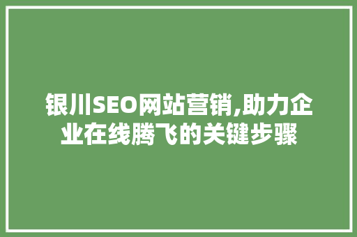 银川SEO网站营销,助力企业在线腾飞的关键步骤