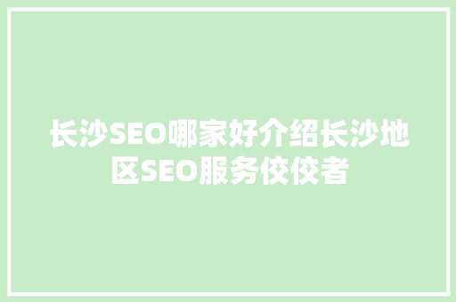 长沙SEO哪家好介绍长沙地区SEO服务佼佼者