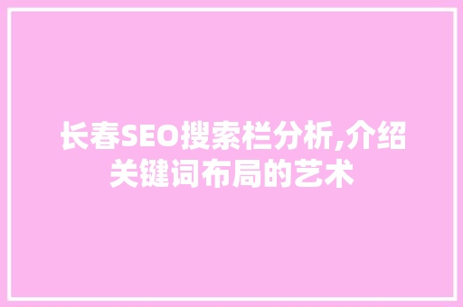 长春SEO搜索栏分析,介绍关键词布局的艺术