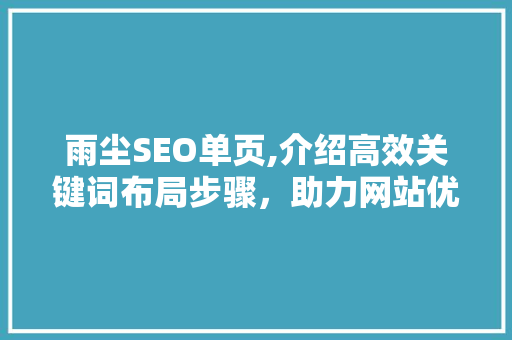 雨尘SEO单页,介绍高效关键词布局步骤，助力网站优化