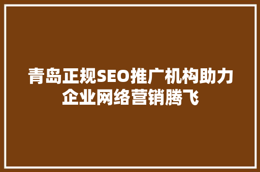 青岛正规SEO推广机构助力企业网络营销腾飞