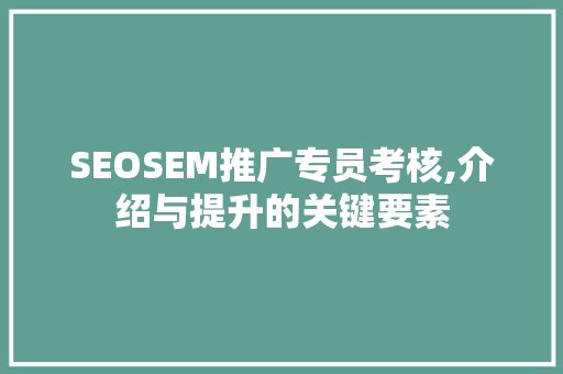 SEOSEM推广专员考核,介绍与提升的关键要素