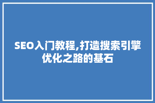 SEO入门教程,打造搜索引擎优化之路的基石