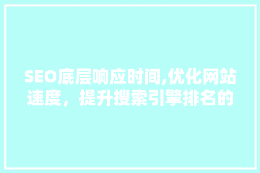 SEO底层响应时间,优化网站速度，提升搜索引擎排名的关键因素