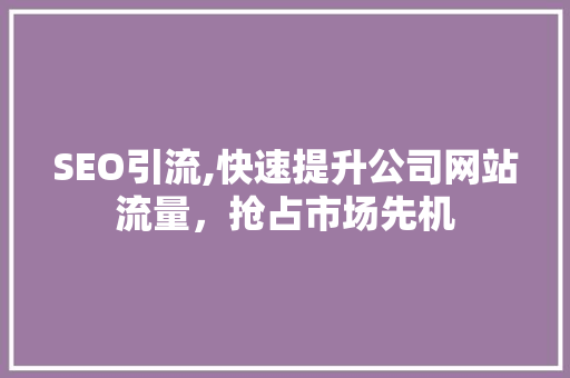 SEO引流,快速提升公司网站流量，抢占市场先机