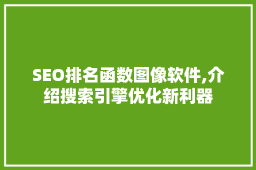 SEO排名函数图像软件,介绍搜索引擎优化新利器