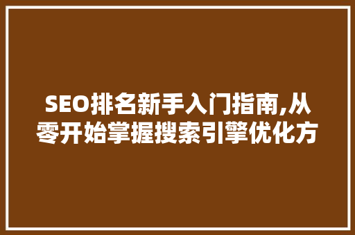 SEO排名新手入门指南,从零开始掌握搜索引擎优化方法