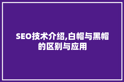 SEO技术介绍,白帽与黑帽的区别与应用