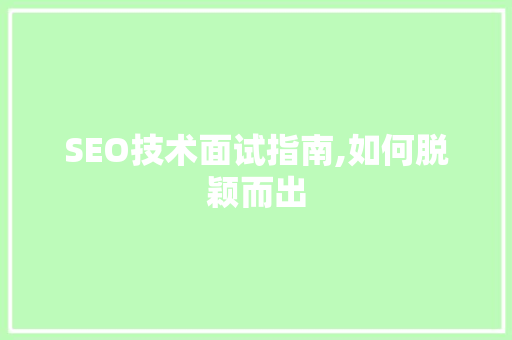 SEO技术面试指南,如何脱颖而出