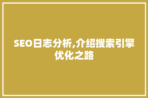 SEO日志分析,介绍搜索引擎优化之路