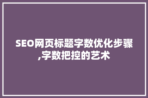 SEO网页标题字数优化步骤,字数把控的艺术