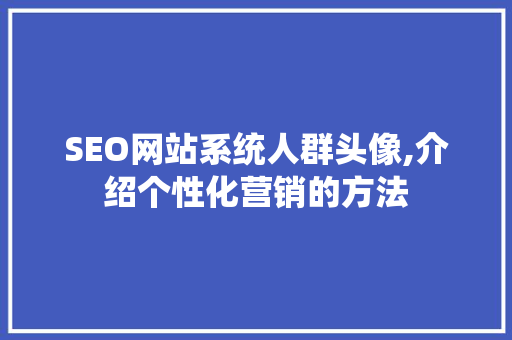 SEO网站系统人群头像,介绍个性化营销的方法