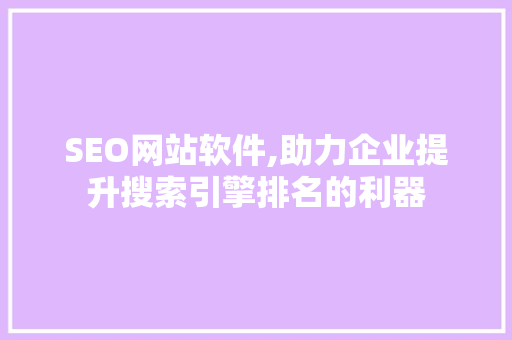 SEO网站软件,助力企业提升搜索引擎排名的利器