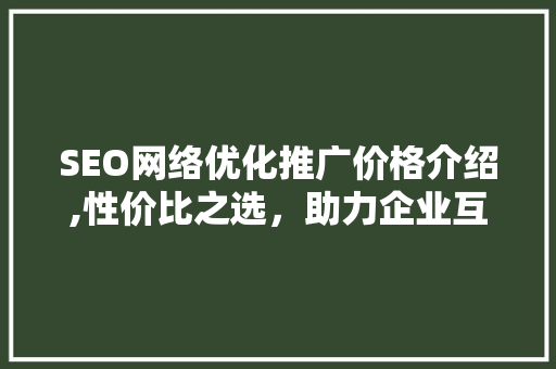 SEO网络优化推广价格介绍,性价比之选，助力企业互联网腾飞