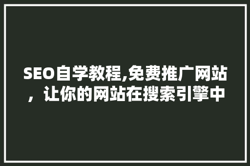 SEO自学教程,免费推广网站，让你的网站在搜索引擎中脱颖而出