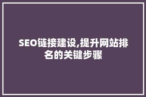 SEO链接建设,提升网站排名的关键步骤