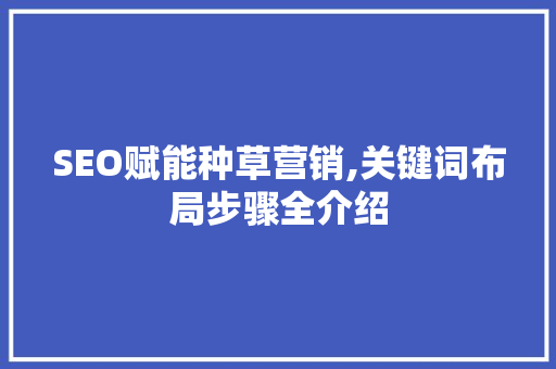 SEO赋能种草营销,关键词布局步骤全介绍