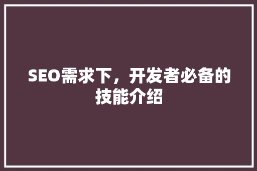 SEO需求下，开发者必备的技能介绍