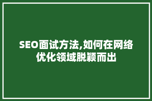 SEO面试方法,如何在网络优化领域脱颖而出