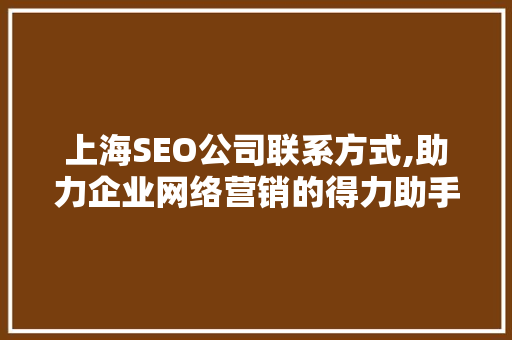 上海SEO公司联系方式,助力企业网络营销的得力助手