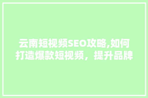 云南短视频SEO攻略,如何打造爆款短视频，提升品牌影响力