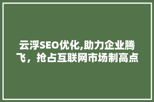 云浮SEO优化,助力企业腾飞，抢占互联网市场制高点
